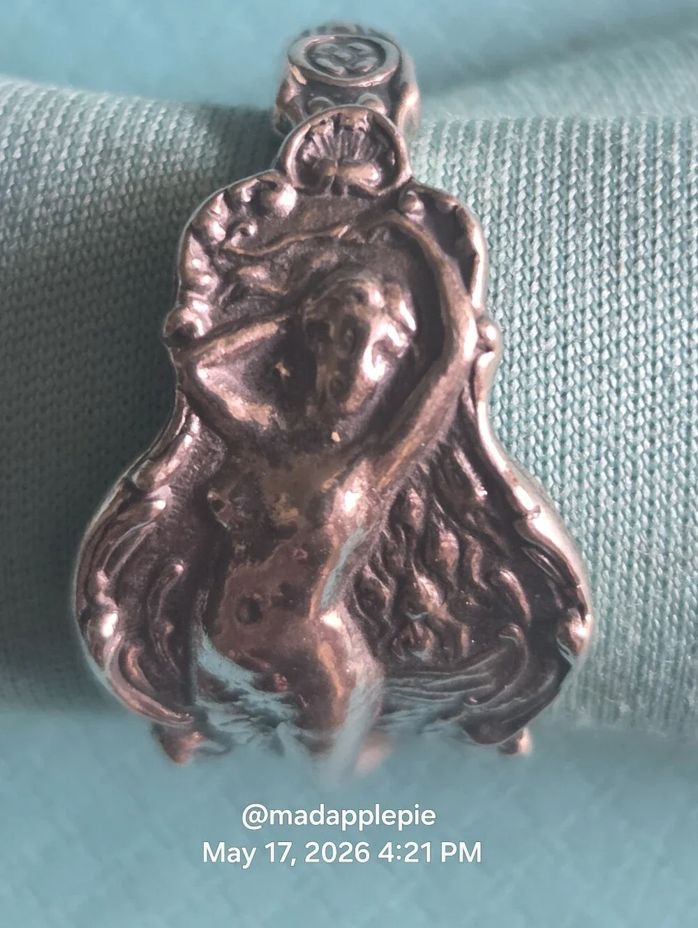 Vintage Sterling Silver Goddess Woman Nude Muse Nymph Spoon Ring #126 - Picture 2 of 15
